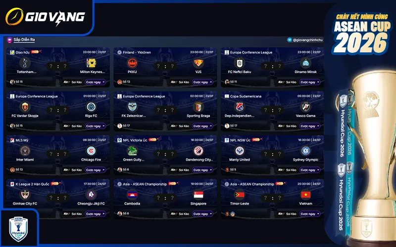 Xem trực tiếp ASEAN Cup 2026 trên Giờ Vàng TV chất lượng cao
