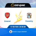 Soi kèo Arsenal vs Coventry 02h00 ngày 22/8/2026 – Ngoại hạng Anh